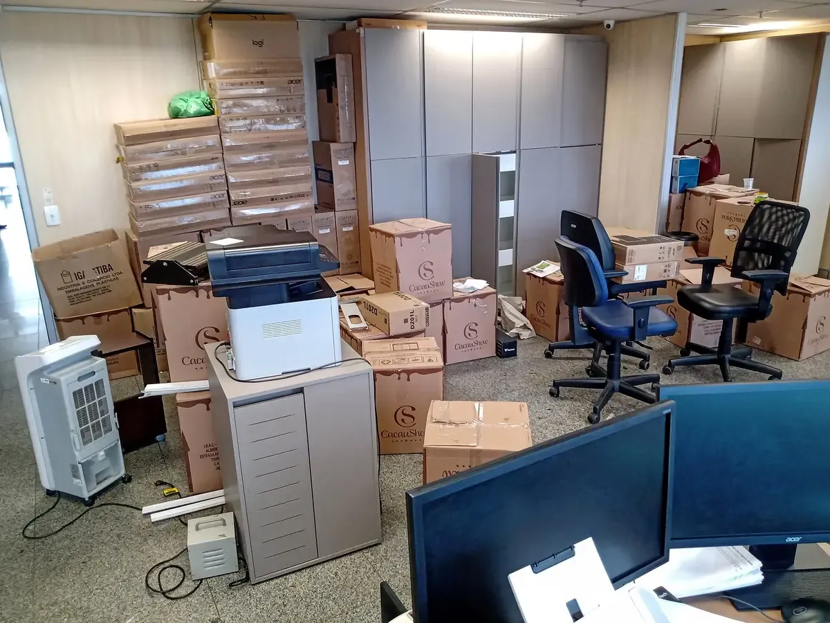 Before: office full of boxes (original photo)